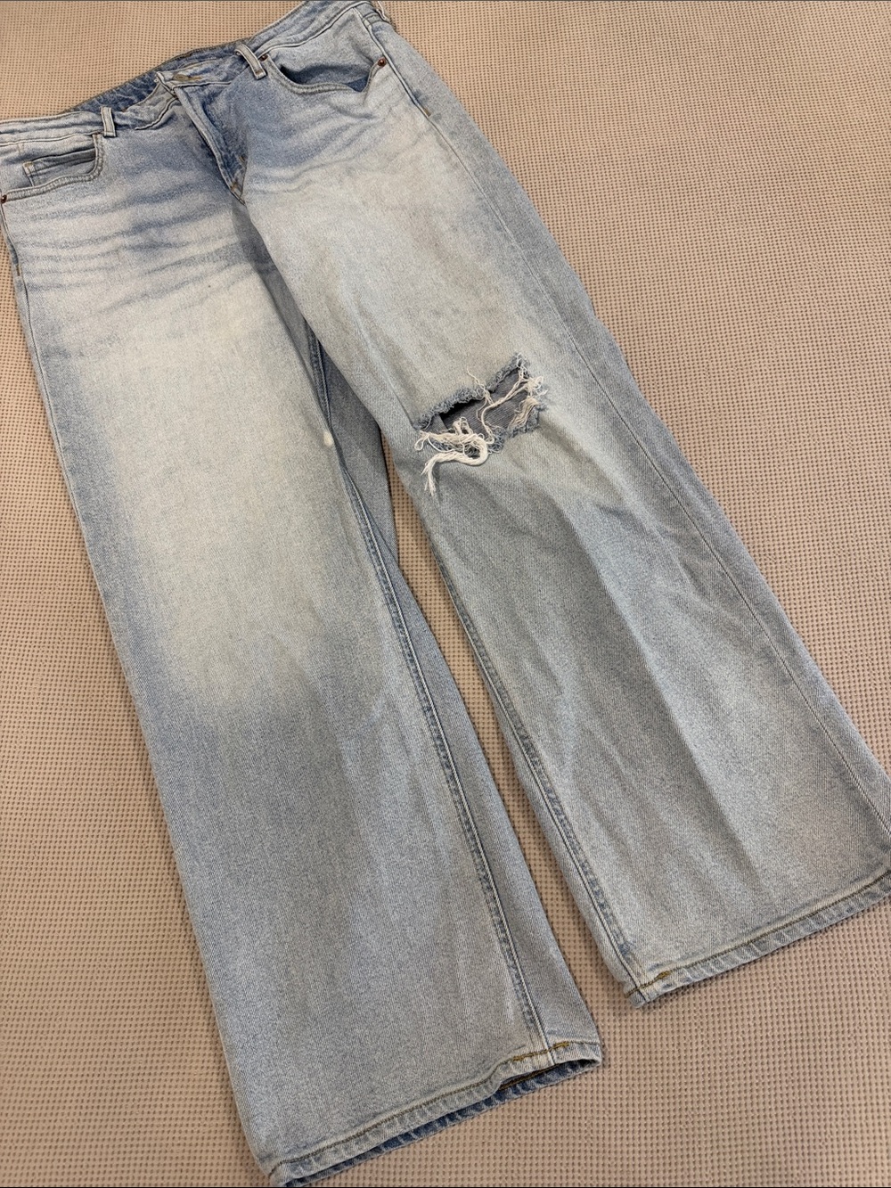 Old Navy Light Blue Bootcut Jeans with Knee Rip
